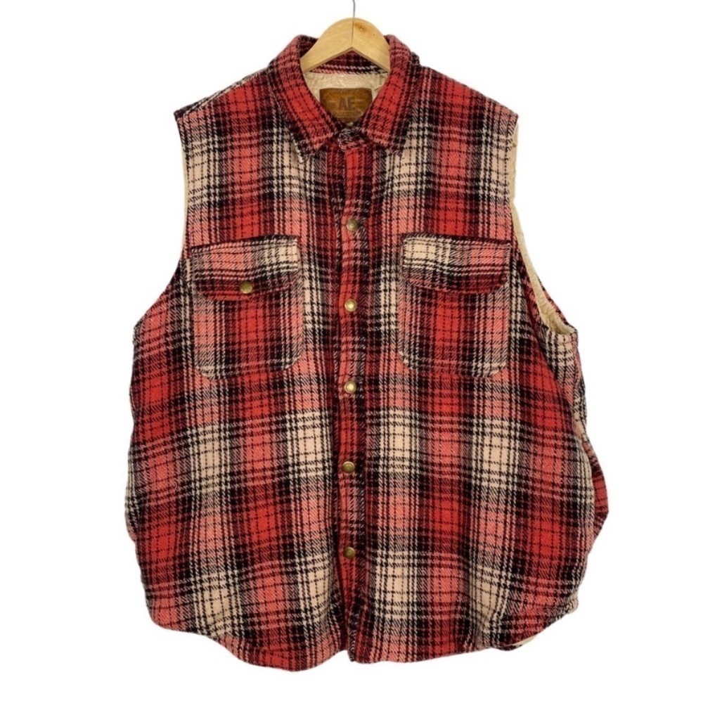 AEO Vintage Plaid Sherpa Lined Vest